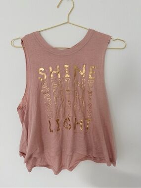 Spiritual Gangster pink and gold Tank SHINE LIGHT size large